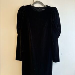 Express Black Velvet Balloon Sleeve Dress SZ XS